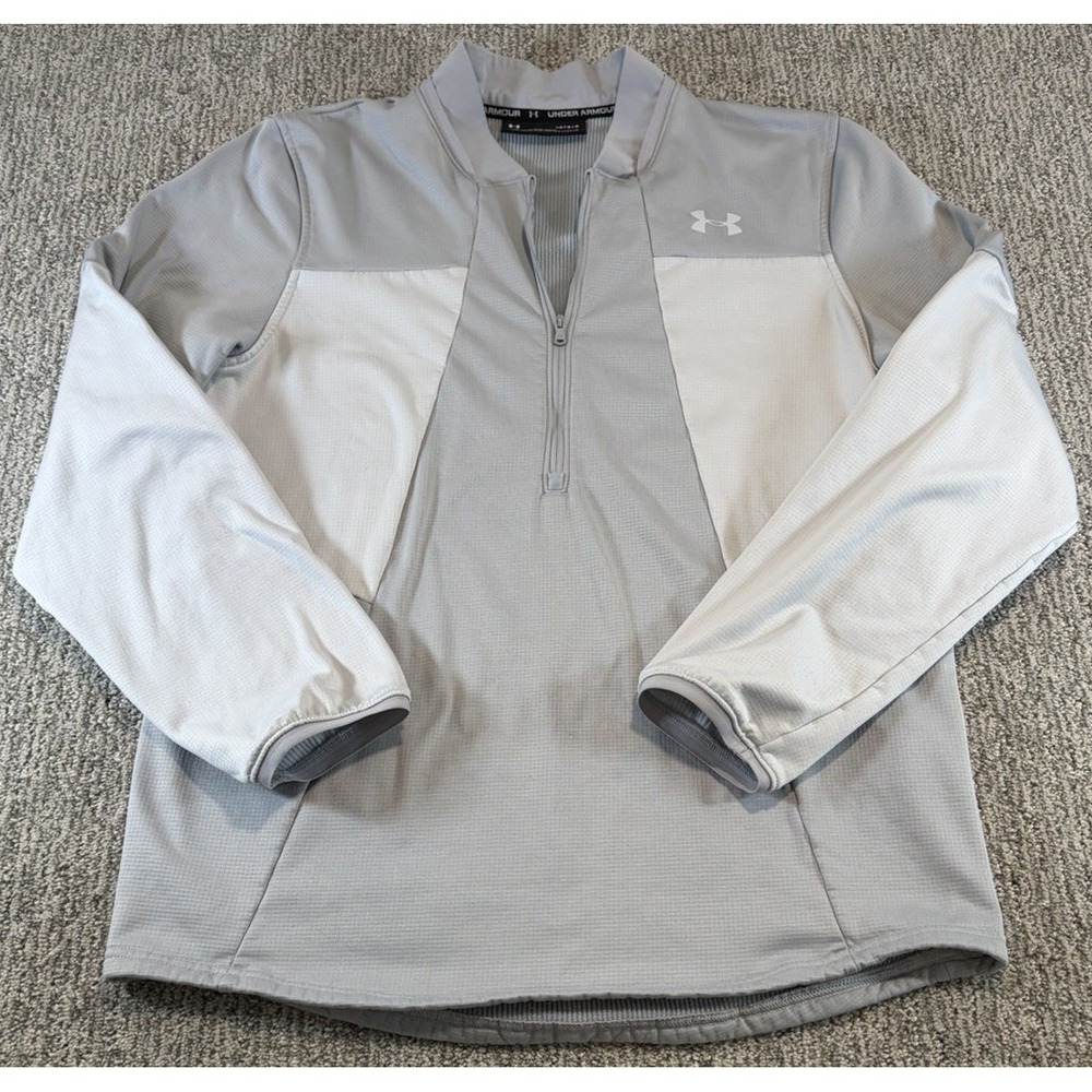 Under‎ Armour Cold Gear 1/2 Zip Fleece Jacket Gray Block Mens Size Large